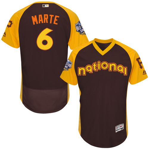Pirates #6 Starling Marte Brown Flexbase Authentic Collection 2016 All-Star National League Stitched MLB Jersey - Click Image to Close